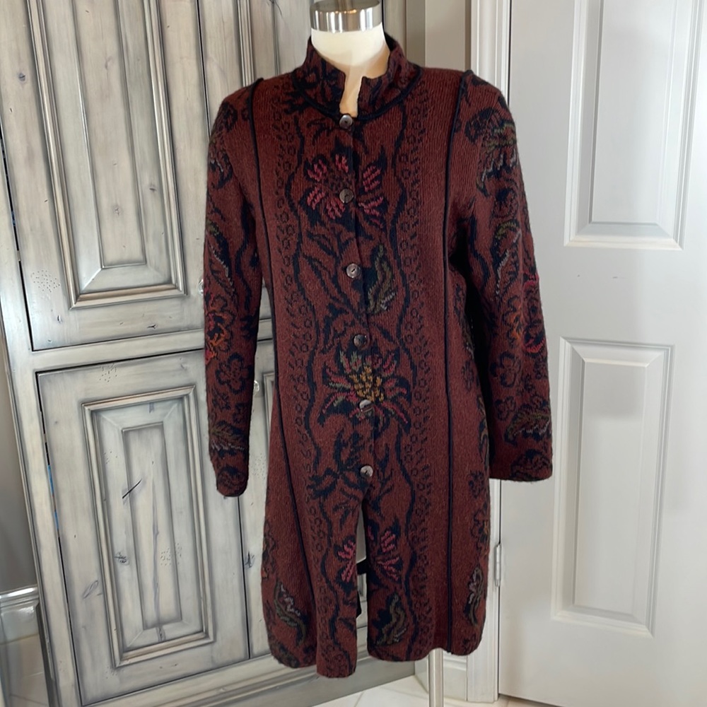 Worn Once!  Hand Made Alpaca Coat, Sweater from Peruvian Connection. Lined.